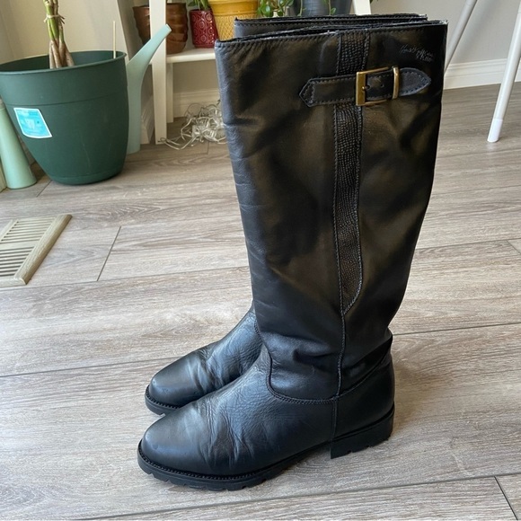 Henri Pierre Shoes - Henri Pierre Black Leather Fleece Lining Tall  Boots